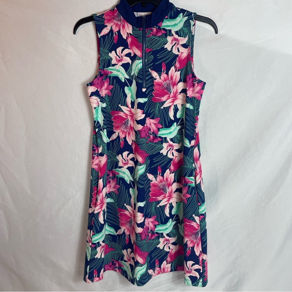 Tommy Bahama Floral 1/4 Zip Racquet & Paddle Dress S Golf/Tennis/Pickle Ball
